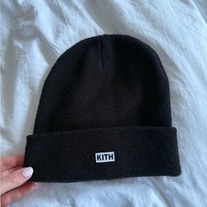 KITH Black Knit Beanie with Logo